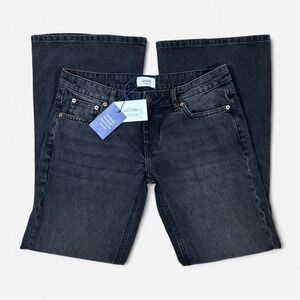 NWT Motel Extra Low Rise Vintage Grey Wash Flare Jeans Womens 28x32